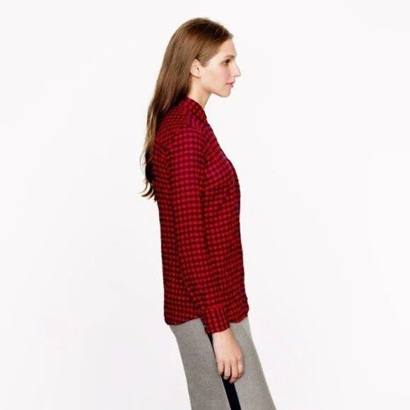 J. Crew Women's Crinkle Boy Shirt in Red Check - 00 EUC - Picture 14 of 14